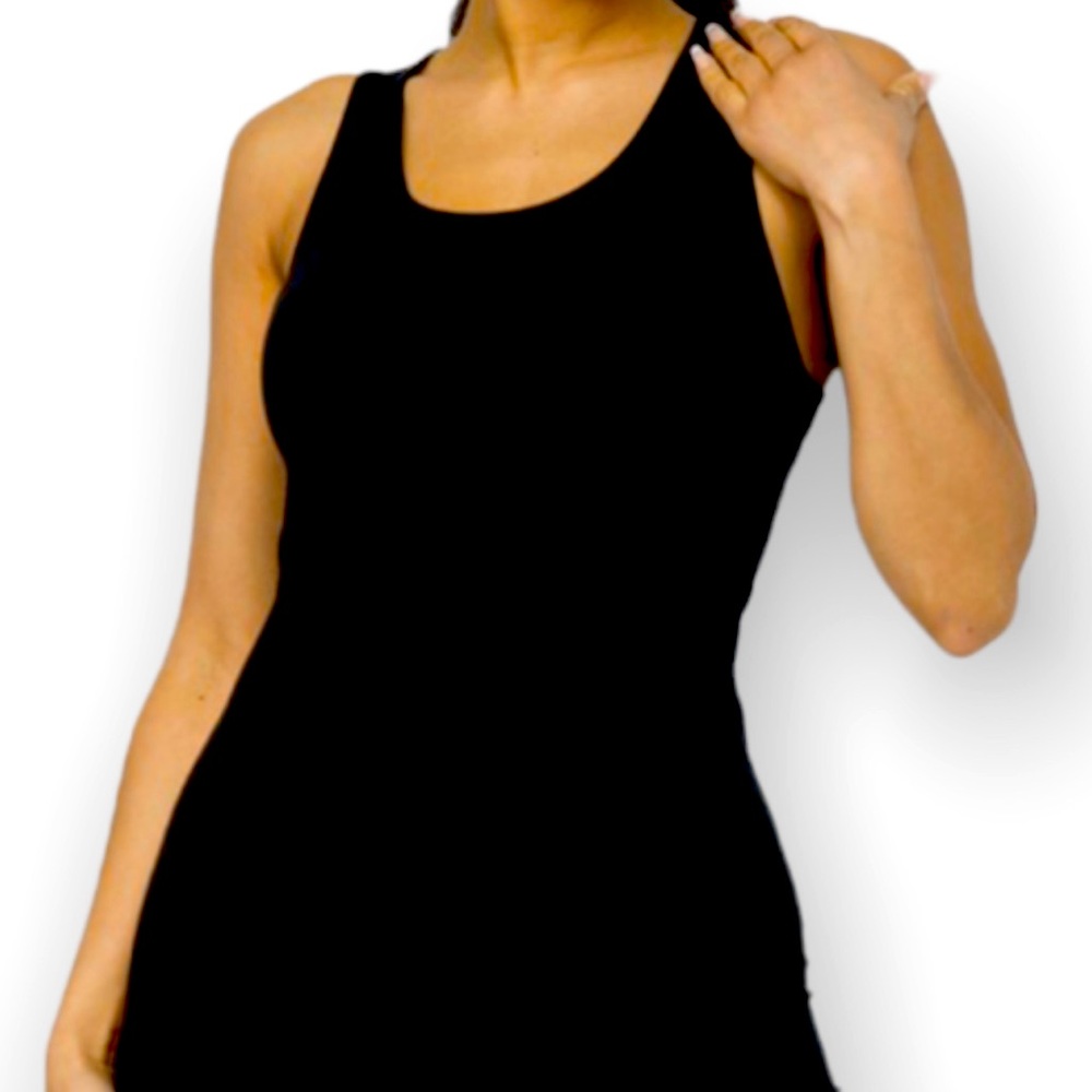 Black Cotton & spandex mid tank dress